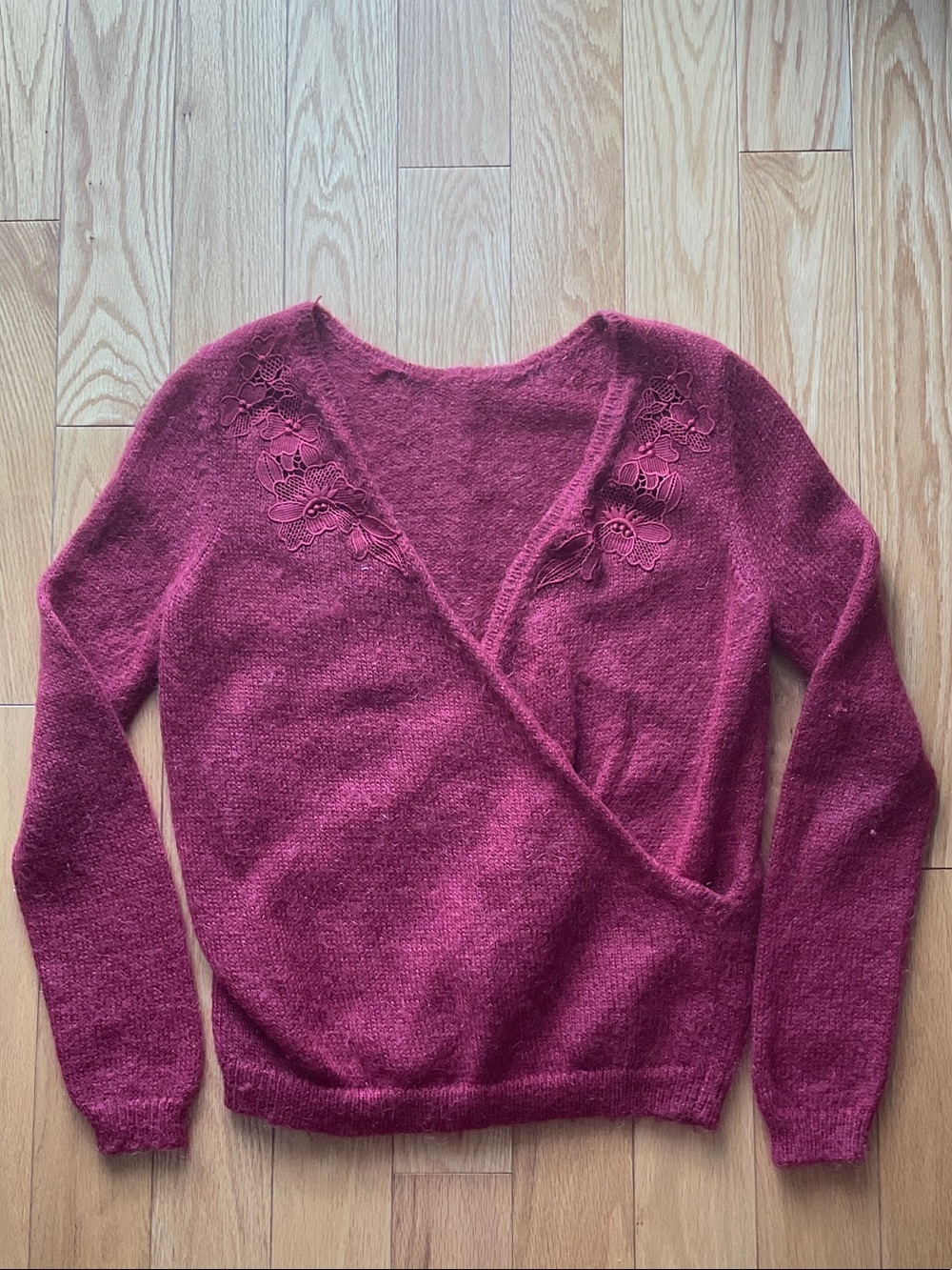 Sezane size S Women's Burgundy Wrap-Style Sweater